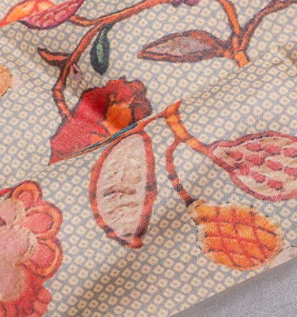 Tussar Floral Printed Grey Saree