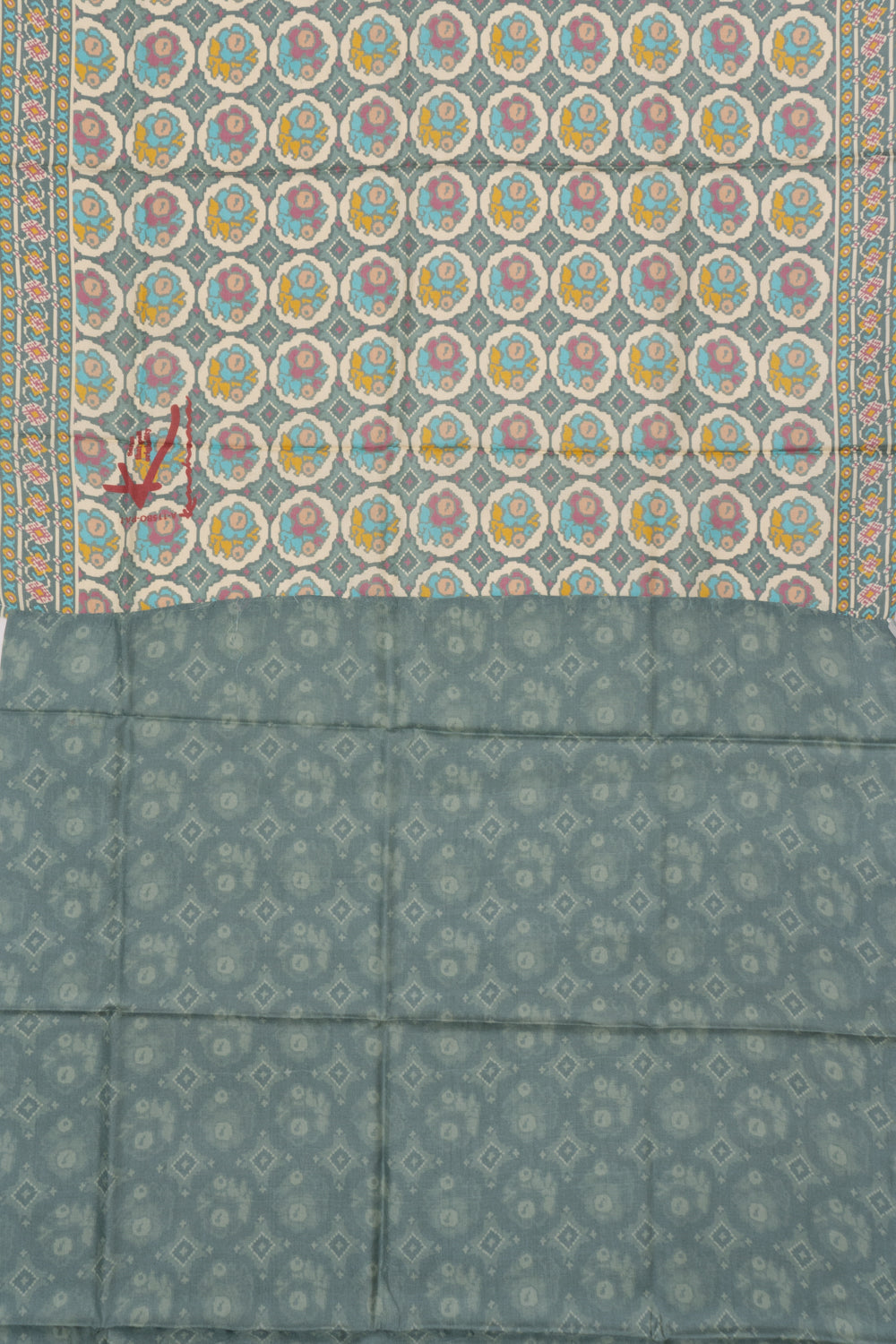 Tussar Printed Green Saree