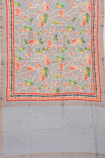 Chiniya Silk Floral Printed Grey Saree