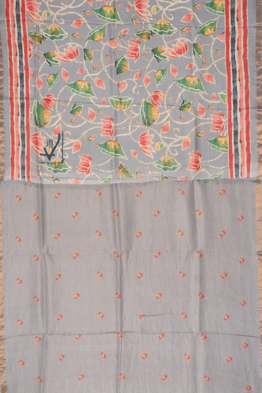 Chiniya Silk Floral Printed Grey Saree