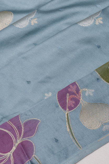 Soft Silk Jacquard Pastel Blue Saree