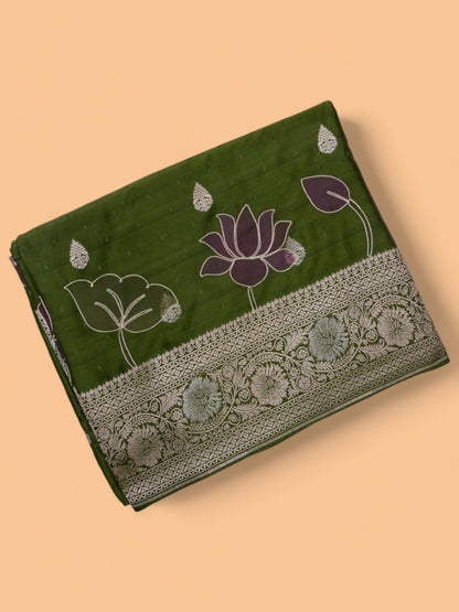 Chanderi Silk Butta Green Saree