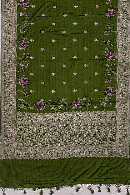 Chanderi Silk Butta Green Saree