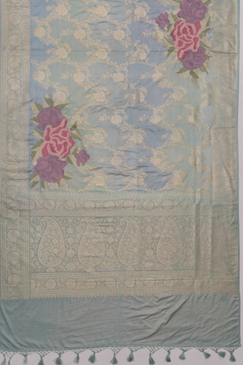 Banarasi Silk Jaal Blue Saree