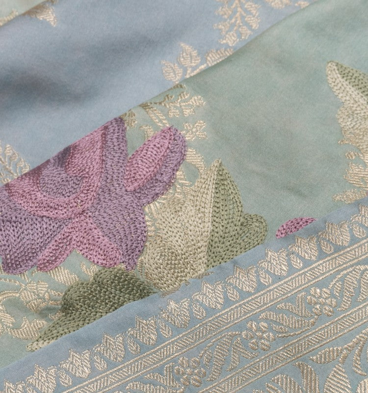 Banarasi Silk Jaal Blue Saree
