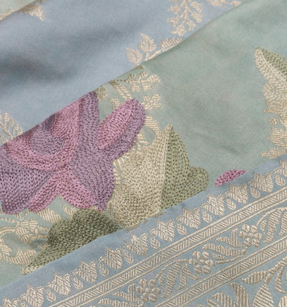 Banarasi Silk Jaal Blue Saree