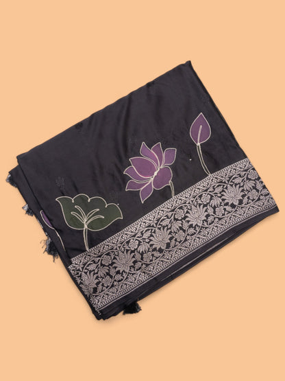 Banarasi Satin Jacquard Black Saree