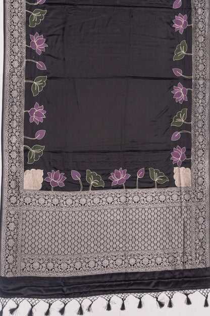 Banarasi Satin Jacquard Black Saree