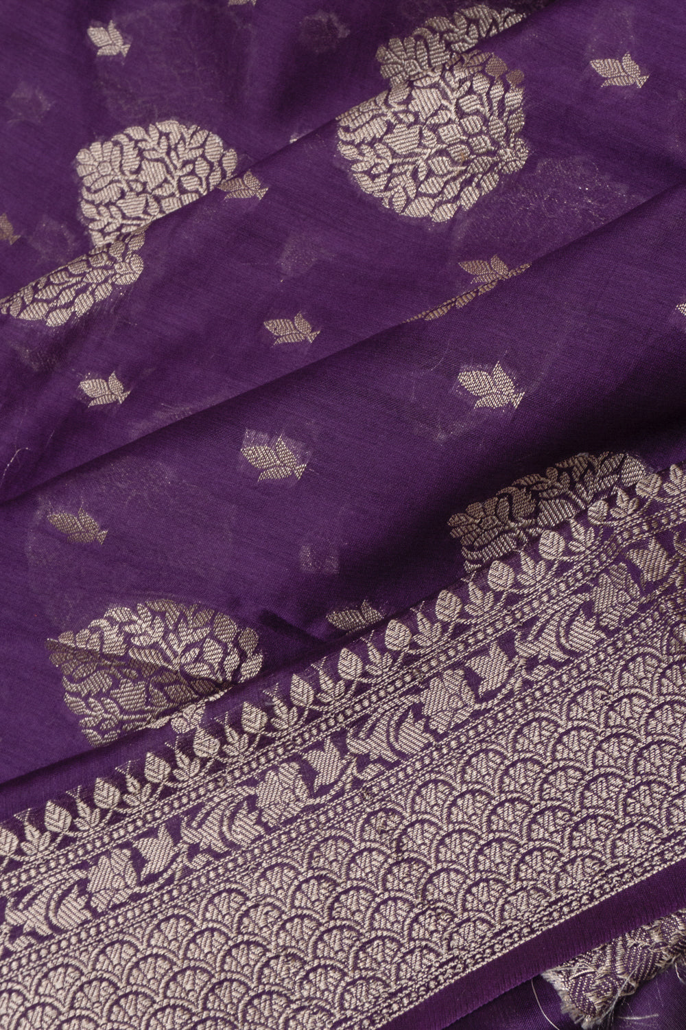 Chanderi Cotton Butta Purple Saree