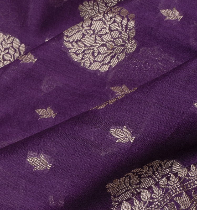 Chanderi Cotton Butta Purple Saree