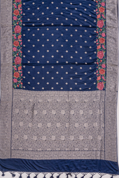 Soft Silk Butta Dark Blue Saree