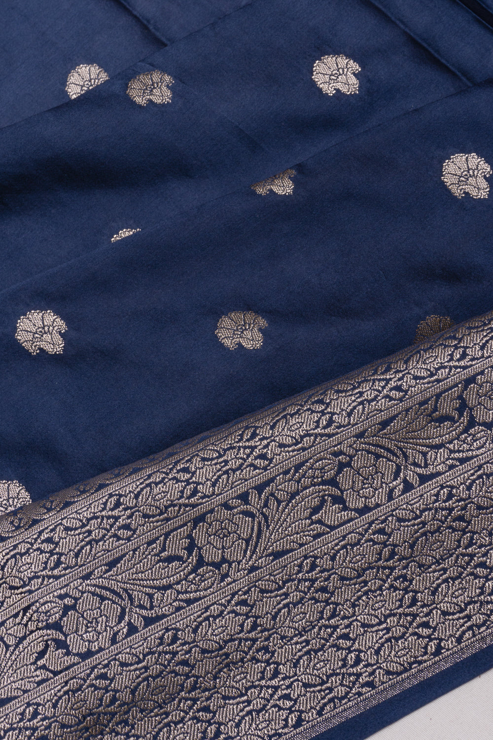 Soft Silk Butta Dark Blue Saree