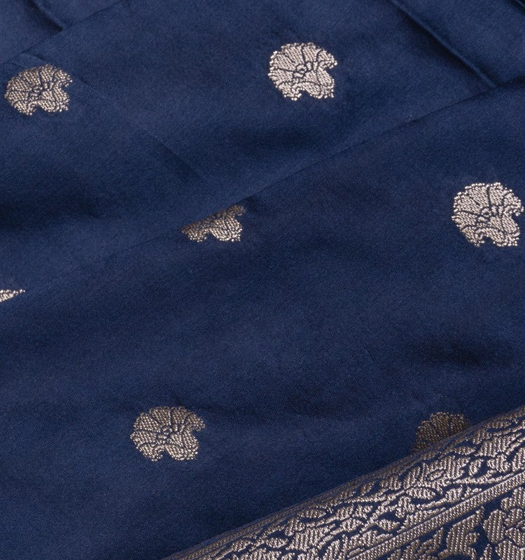 Soft Silk Butta Dark Blue Saree