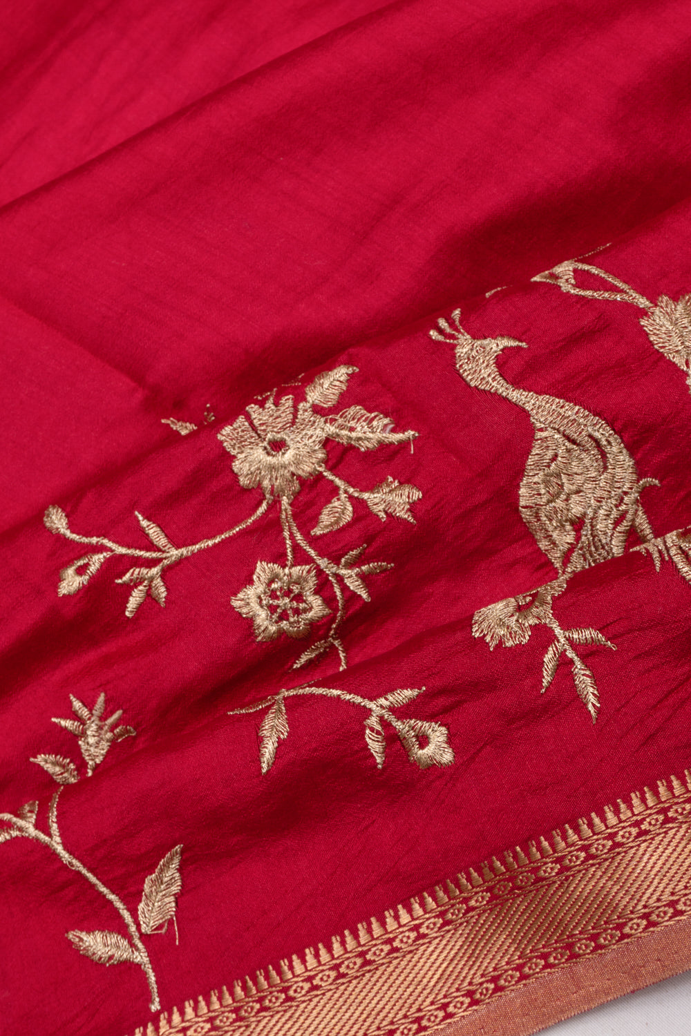 Chanderi Silk Plain Rani Pink Saree