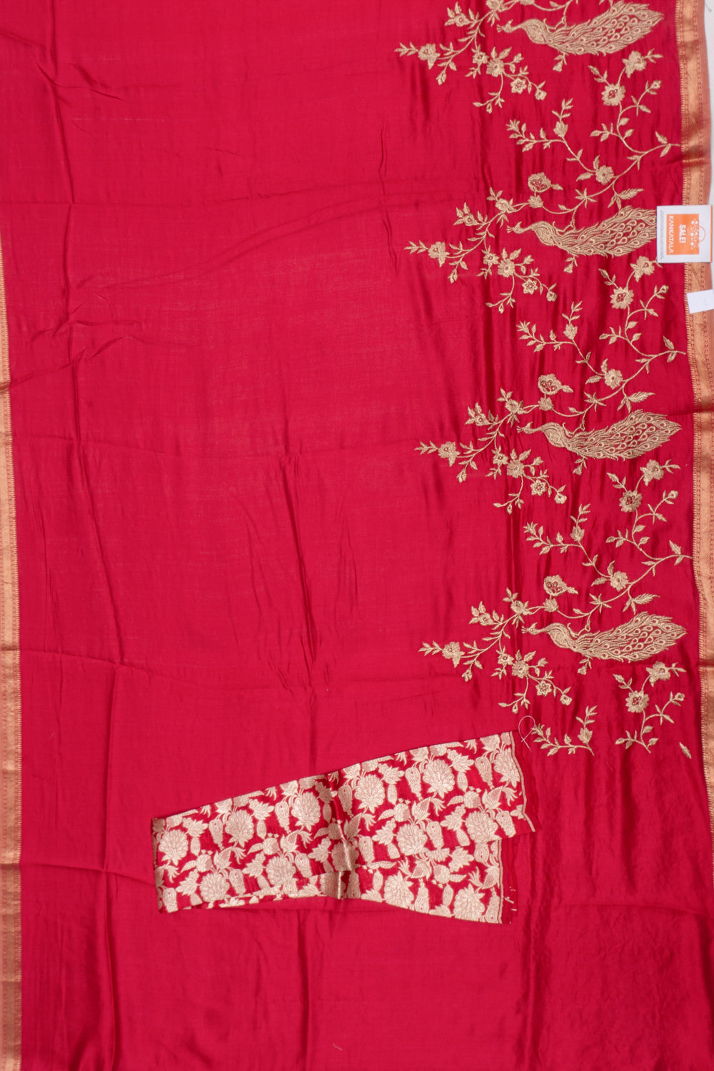 Chanderi Silk Plain Rani Pink Saree