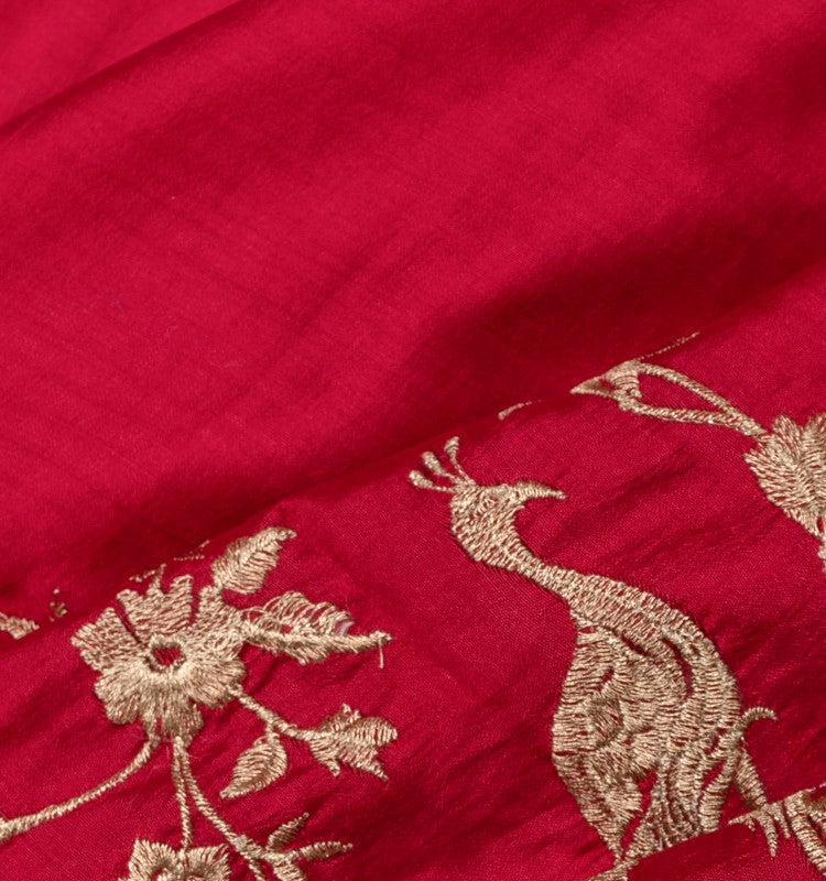 Chanderi Silk Plain Rani Pink Saree