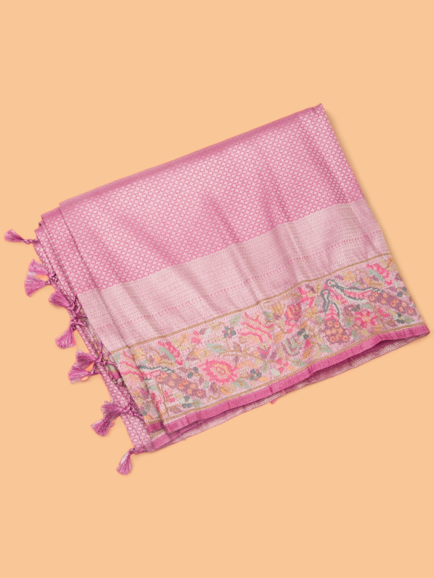 Banarasi Silk Brocade Pink Saree With Embroidery Border