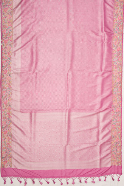 Banarasi Silk Brocade Pink Saree With Embroidery Border