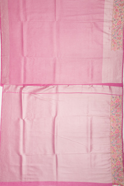 Banarasi Silk Brocade Pink Saree With Embroidery Border