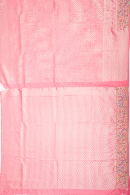 Banarasi Silk Brocade Pink Saree With Embroidery Border