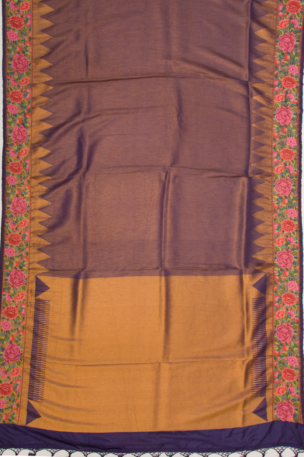 Banarasi Silk Brocade Dark Blue Saree With Embroidery Border