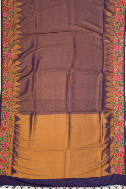 Banarasi Silk Brocade Dark Blue Saree With Embroidery Border