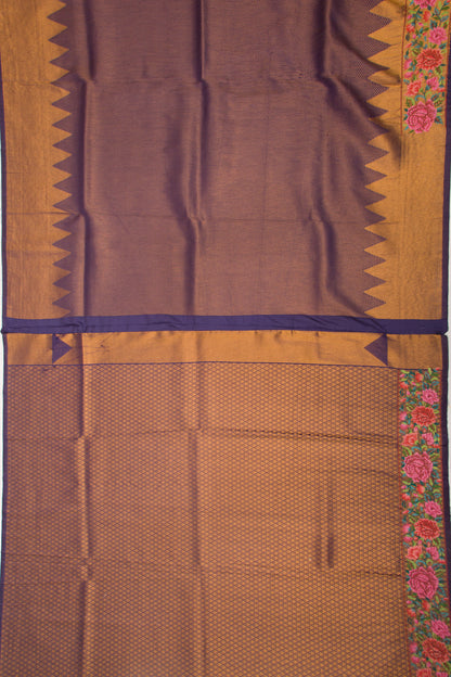 Banarasi Silk Brocade Dark Blue Saree With Embroidery Border