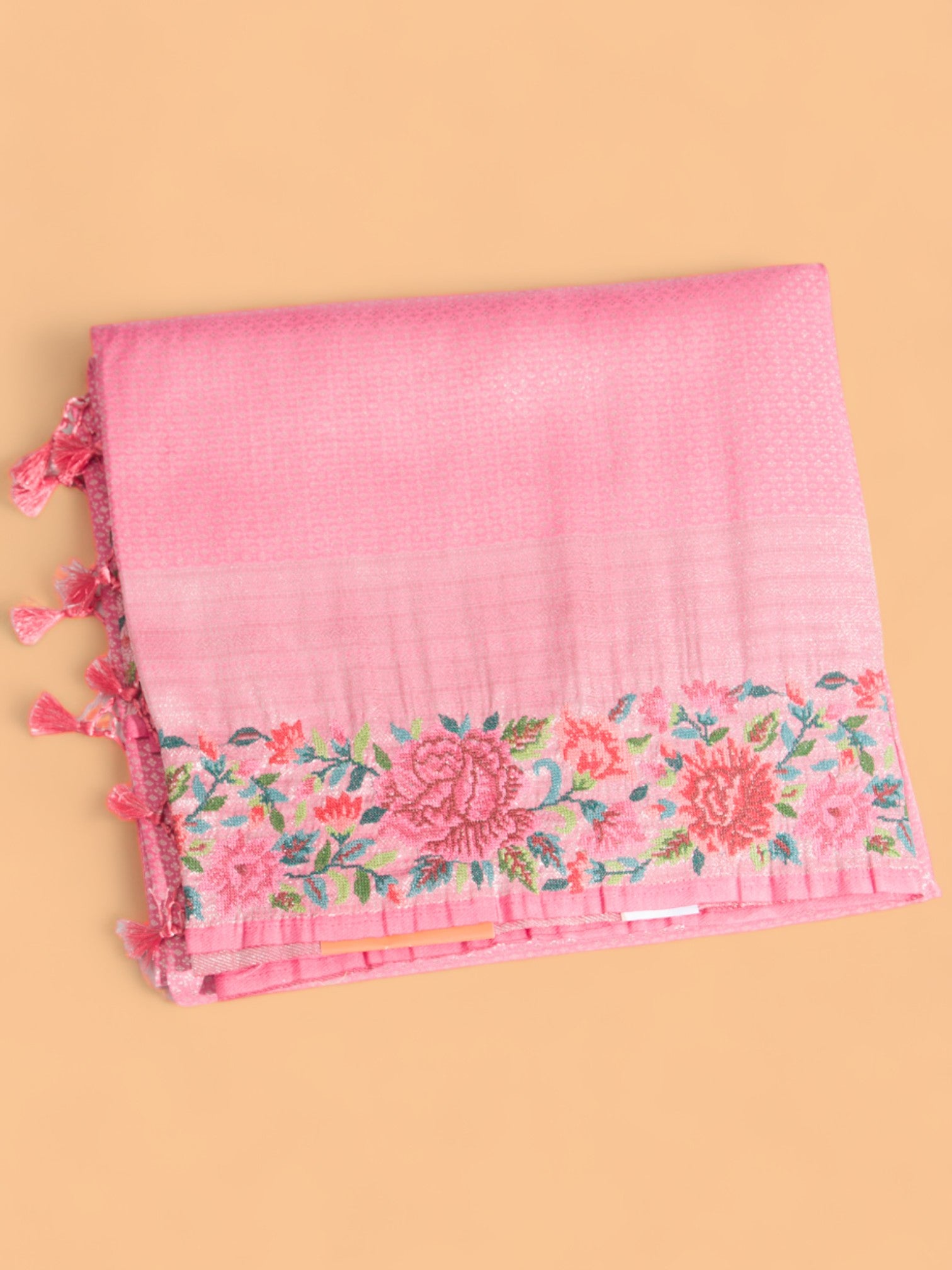 Banarasi Silk Brocade Pink Saree With Embroidery Border