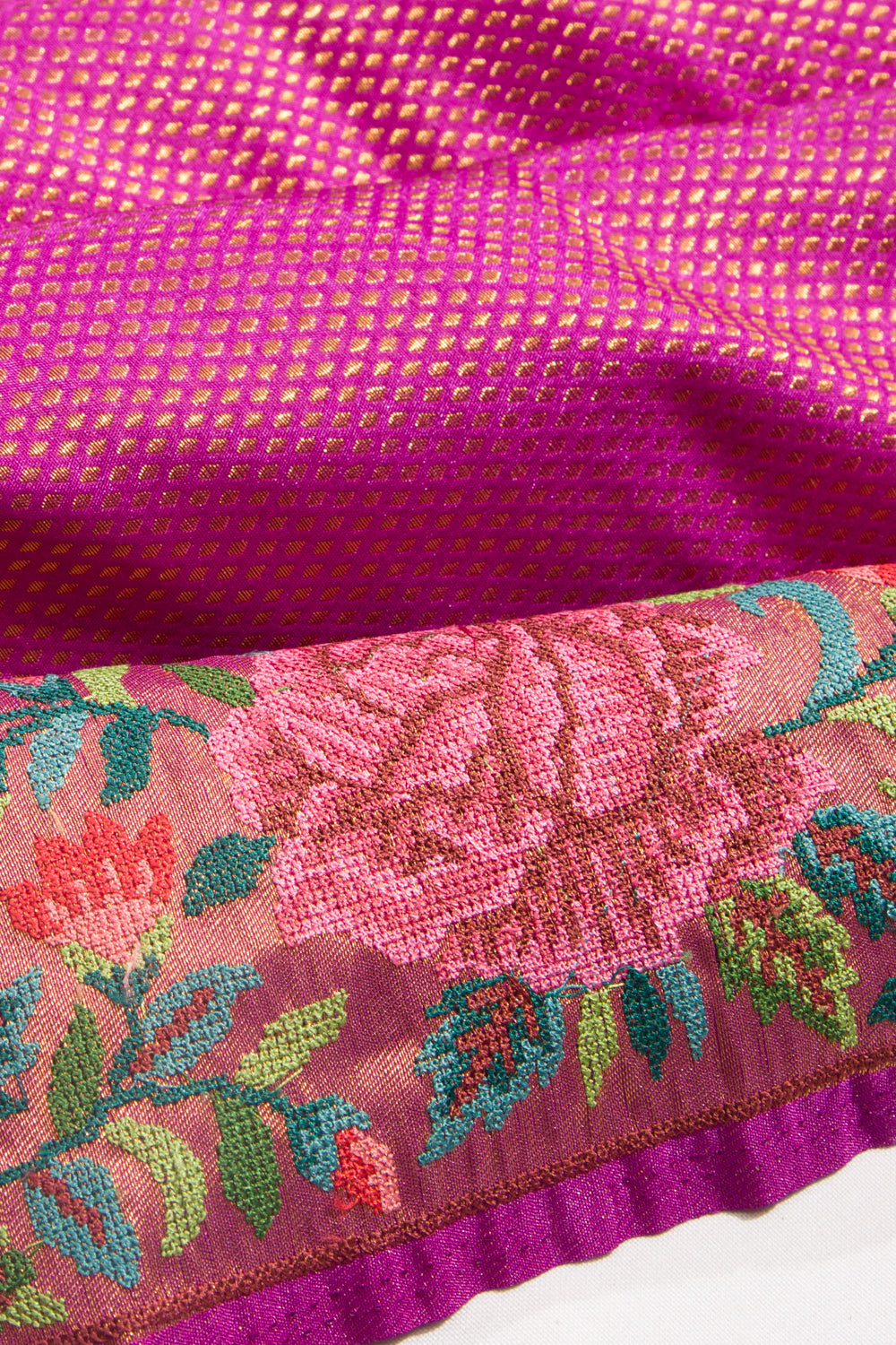 Banarasi Silk Brocade Purple Saree With Embroidery Border