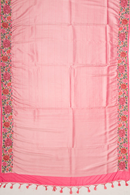 Banarasi Silk Brocade Pink Saree With Embroidery Border