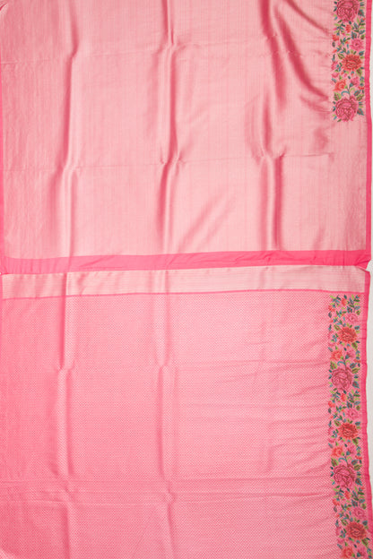 Banarasi Silk Brocade Pink Saree With Embroidery Border