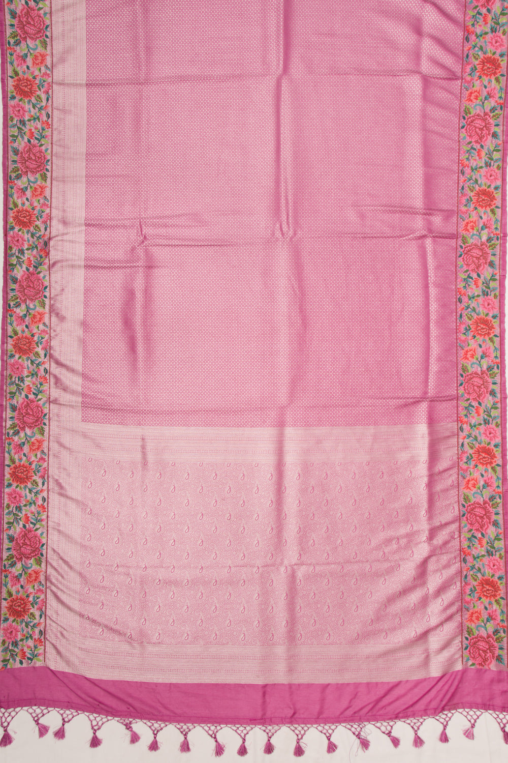 Banarasi Silk Brocade Pink Saree With Embroidery Border