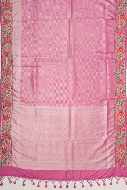 Banarasi Silk Brocade Pink Saree With Embroidery Border