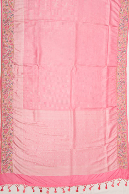Banarasi Silk Brocade Baby Pink Saree With Embroidery Border