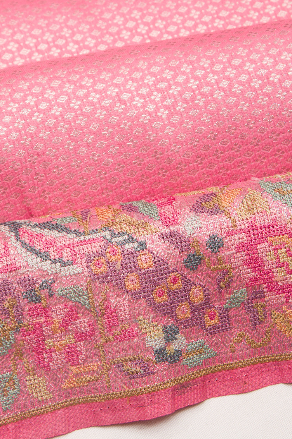 Banarasi Silk Brocade Baby Pink Saree With Embroidery Border