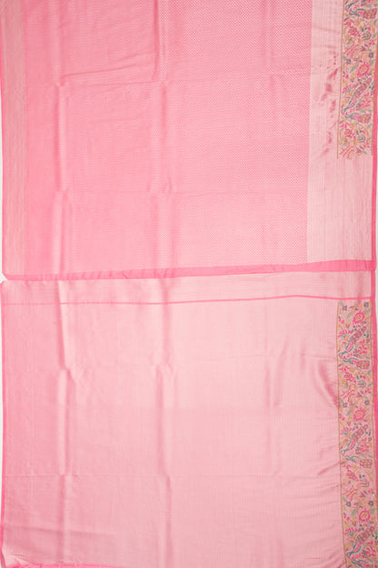 Banarasi Silk Brocade Baby Pink Saree With Embroidery Border