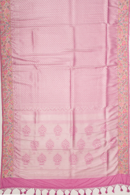 Banarasi Silk Brocade Lavender Saree With Embroidery Border