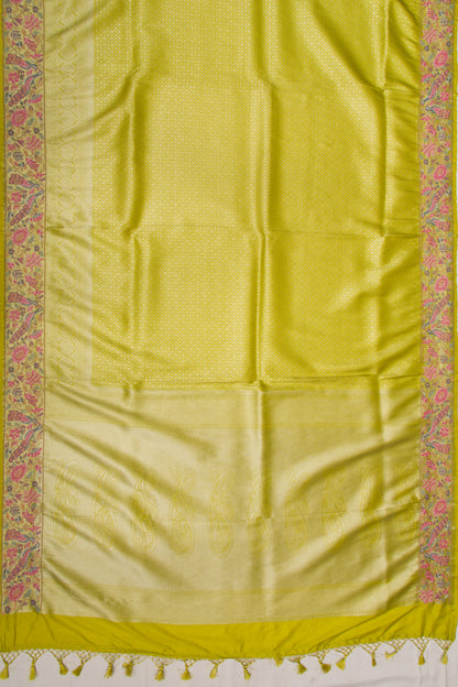Banarasi Silk Brocade Yellow Saree With Embroidery Border