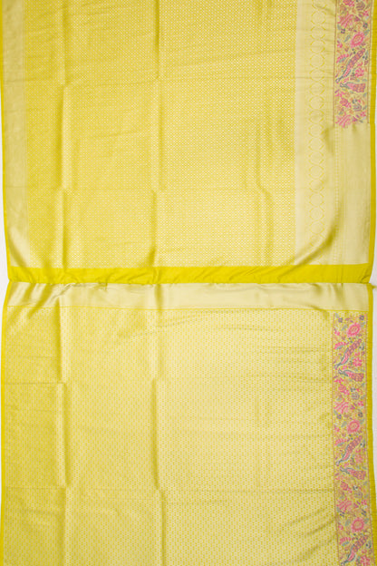 Banarasi Silk Brocade Yellow Saree With Embroidery Border