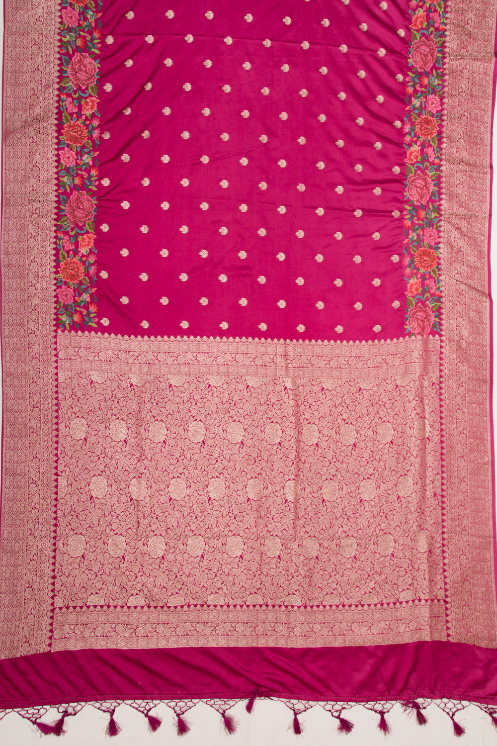 Banarasi Satin Butta Pink Saree With Embroidery Border