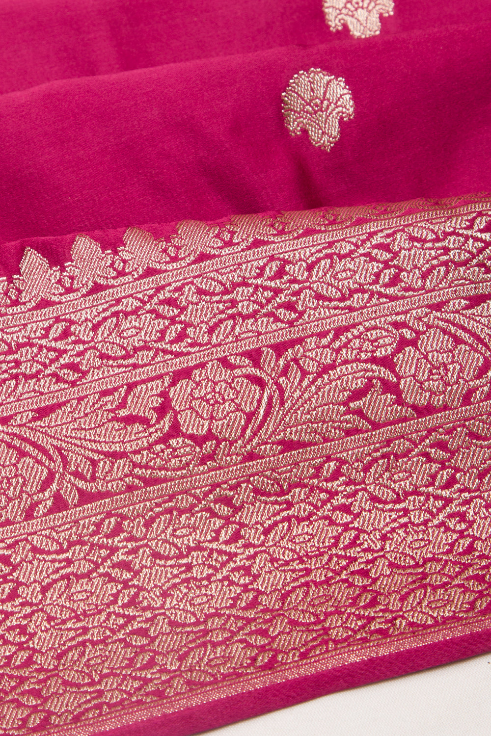 Banarasi Satin Butta Pink Saree With Embroidery Border