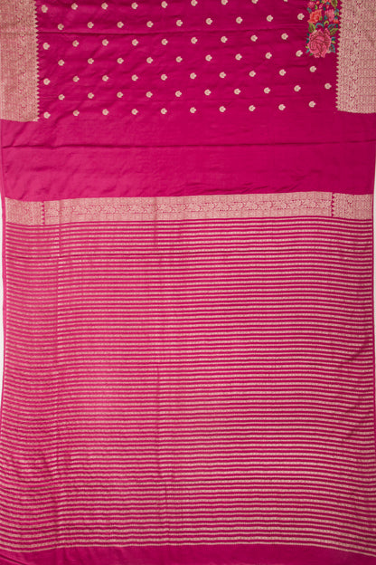 Banarasi Satin Butta Pink Saree With Embroidery Border