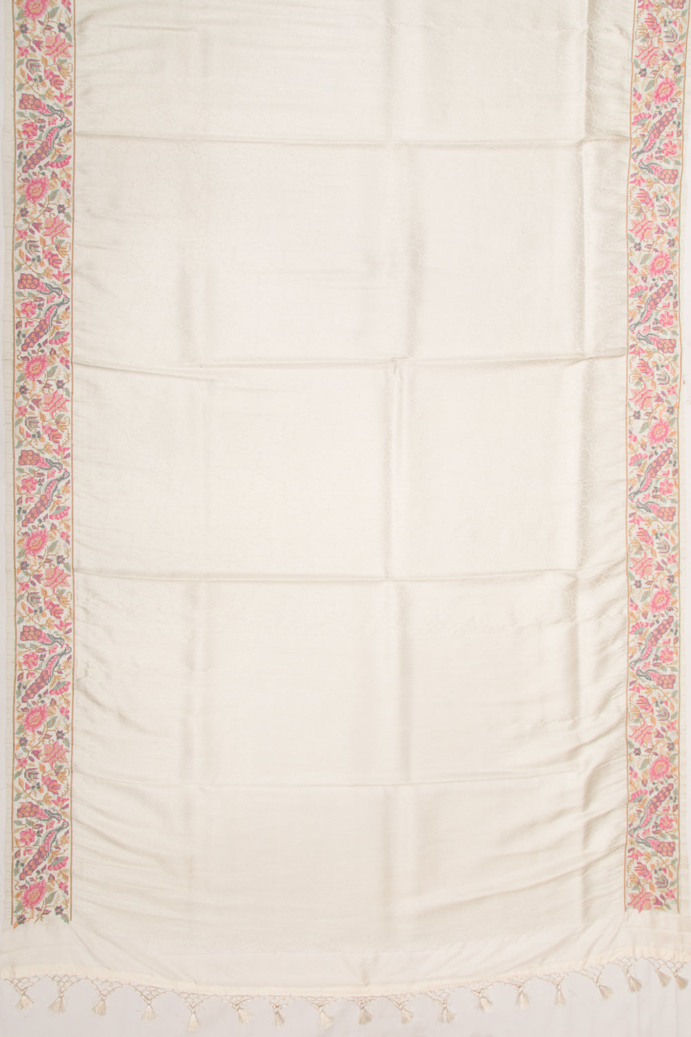 Banarasi Silk Brocade Cream Saree With Embroidery Border