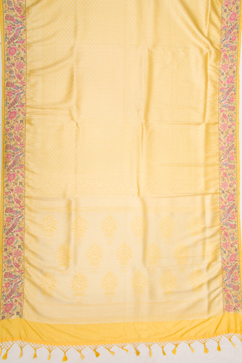 Banarasi Silk Brocade Yellow Saree With Embroidery Border