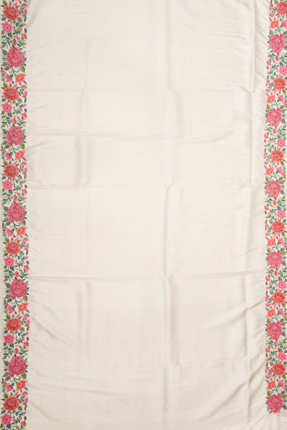 Banarasi Silk Brocade Cream Saree With Embroidery Border