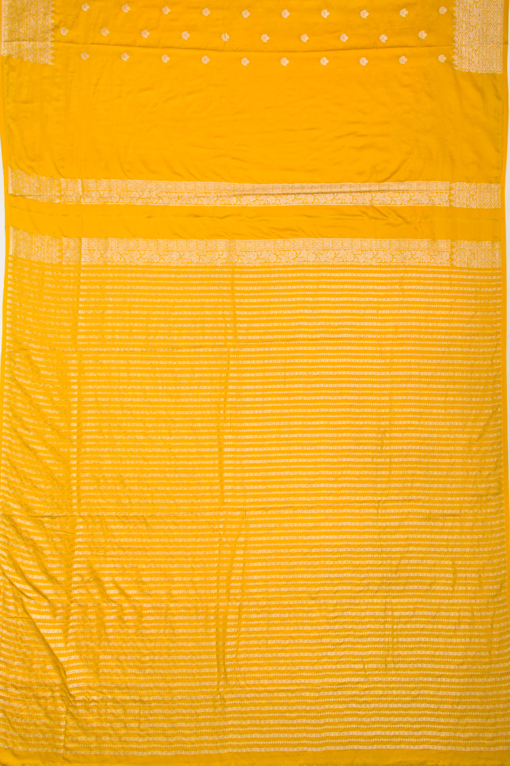 Banarasi Silk Butta Mustard Yellow Saree With Embroidery Border