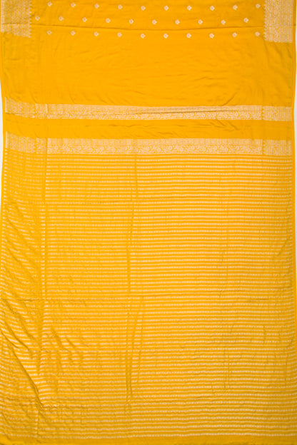 Banarasi Silk Butta Mustard Yellow Saree With Embroidery Border