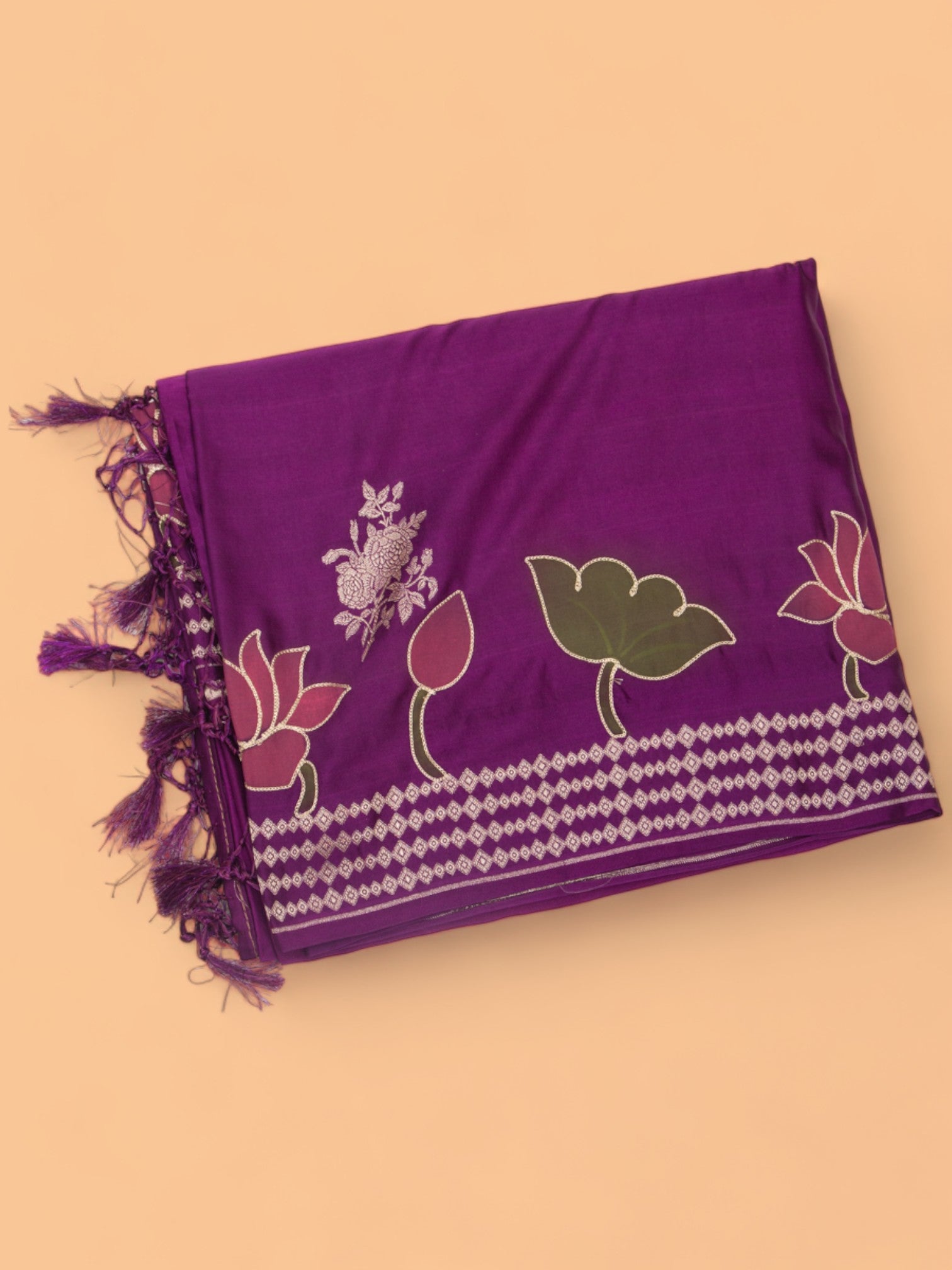 Banarasi Satin Butta Purple Saree