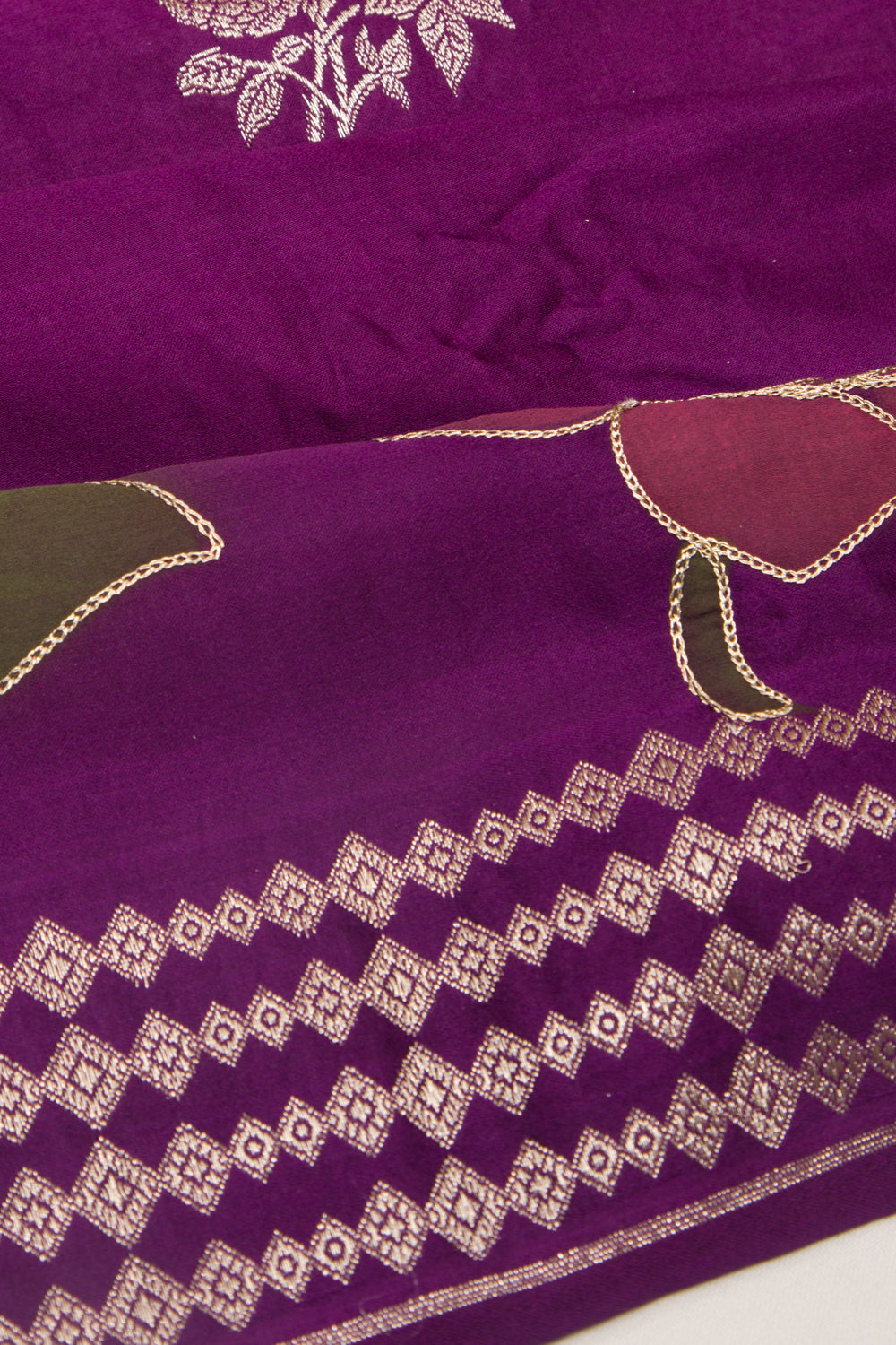 Banarasi Satin Butta Purple Saree