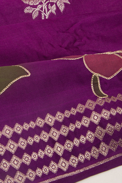Banarasi Satin Butta Purple Saree